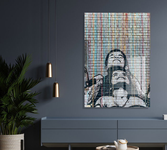 Wallity Cuadro Decorativo Banksy 45 x 65 cm en Vidrio Templado